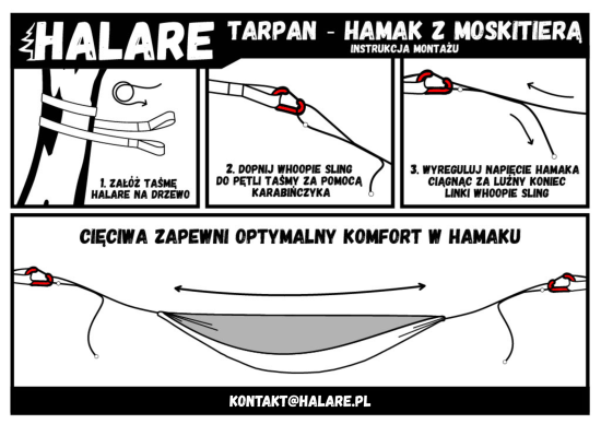 Hamak z Moskitierą Halare Tarpan Olive Double Bottom z kieszenią na materac lub karimatę