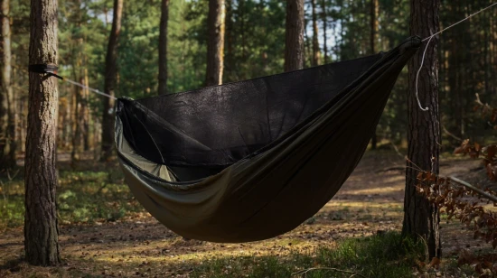 Hamak z Moskitierą Halare Tarpan Olive Double Bottom z kieszenią na materac lub karimatę